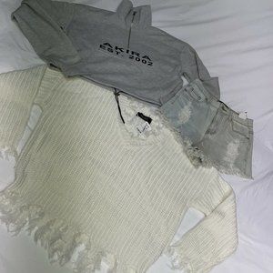 Akira Lot of 3 NWT Crop sweatshirt LOGO & Frayed Sweater High Waist Short SMALL